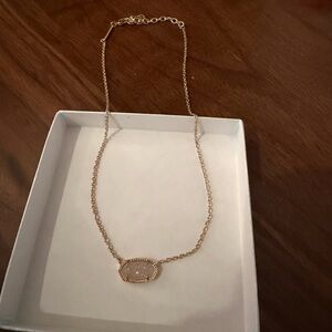 Kendra Scott Elisa Rose Gold Short with light Pink Drusy Pendant Necklace